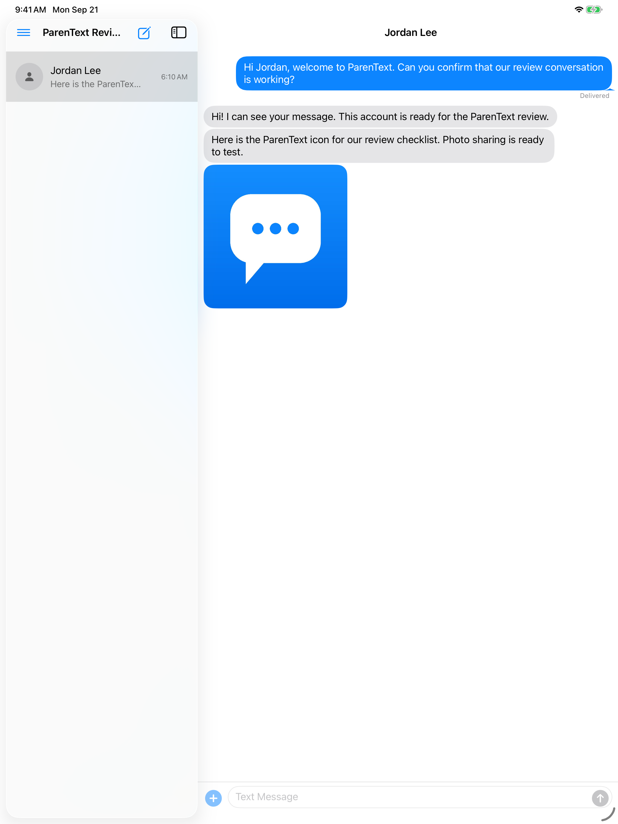ParenText messaging on iPad
