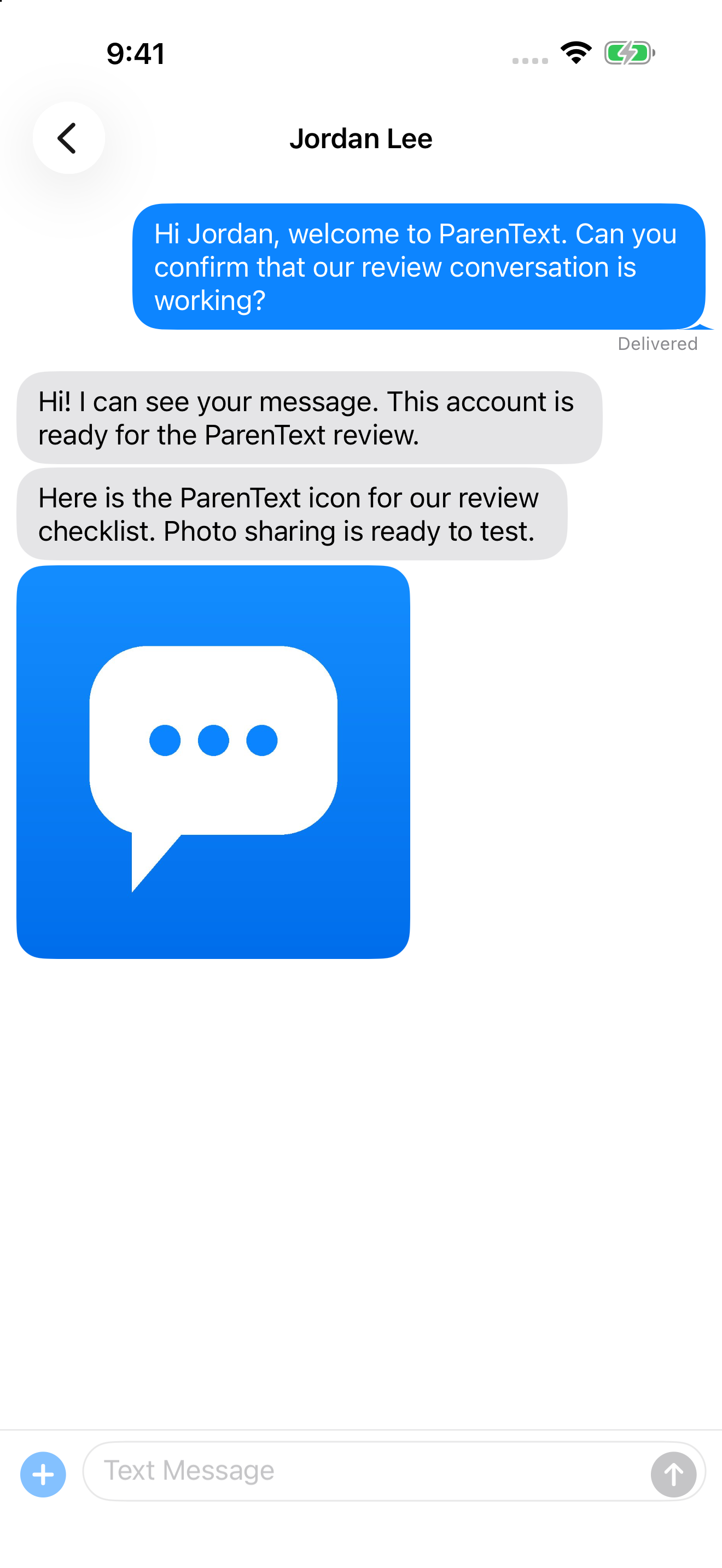 ParenText messaging on iPhone